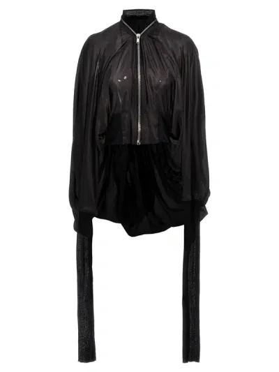 Rick Owens Bubble Batwing Flight Jacket In Black