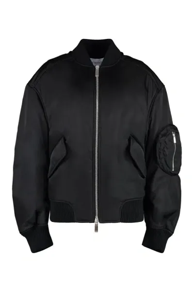 Off-white Nylon Bomber Jacket In Black