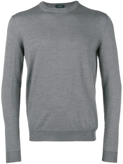 Zanone Round Neck Jumper In Grey