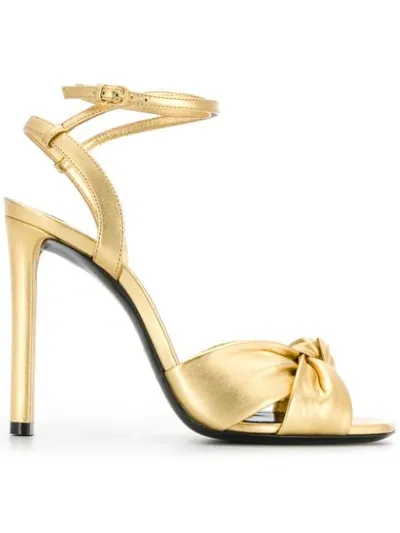 Saint Laurent Hall 105 Platform Sandals In Gold