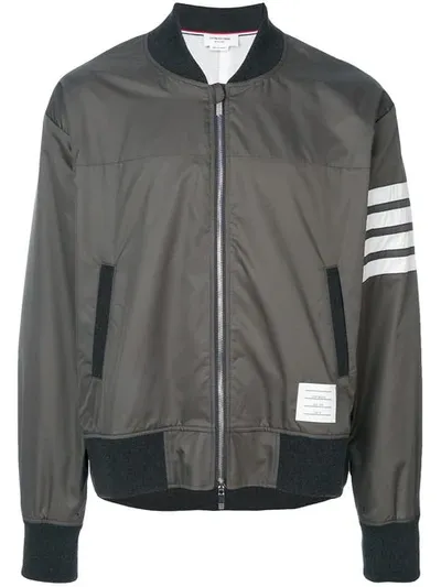 Thom Browne Seamed 4-bar Stripe Ripstop Mesh Bomber Jacket In Green