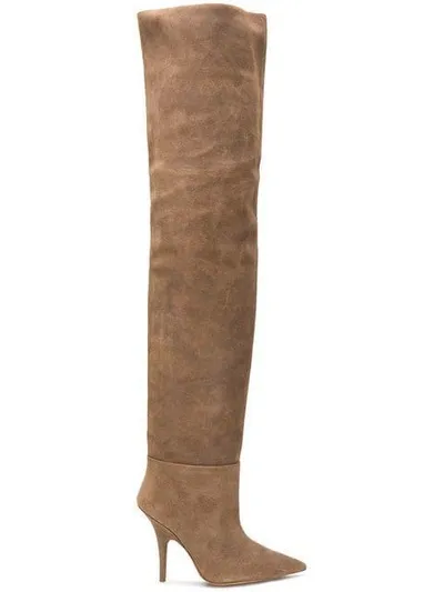 Yeezy Over The Knee Boots In Brown