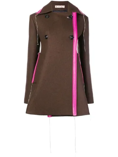 Marni Flared Short Coat In Brown