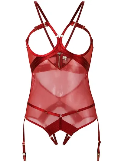 Bordelle Mesh Bodysuit In Red