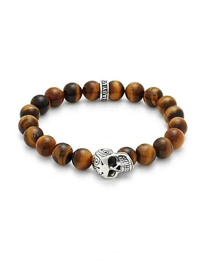 King Baby Studio Men's Sterling Silver & Tiger's Eye Beaded Bracelet