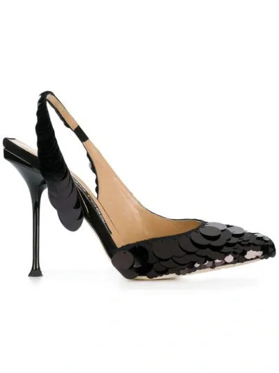 Sergio Rossi Sequin Slingback Pumps In Black