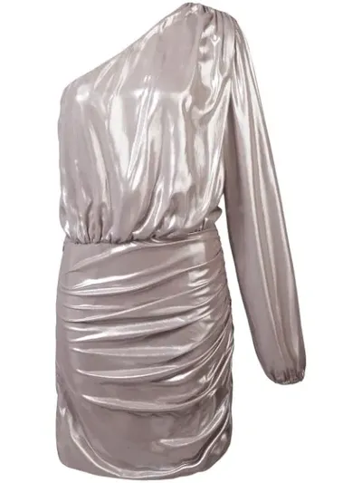 Michelle Mason One Sleeve Mini Dress In Metallic