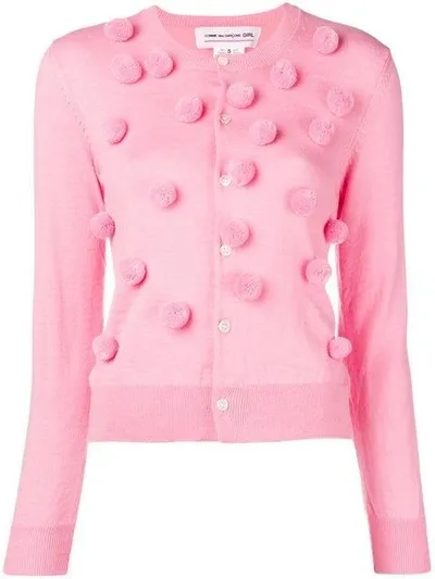 Comme Des Garcons Girl Pom Pom Cardigan In Pink