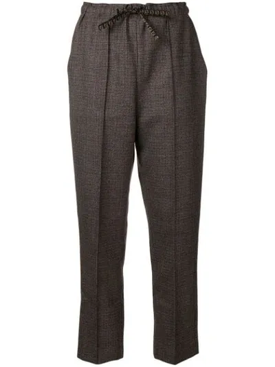 Fendi Micro Check Trousers In Grey