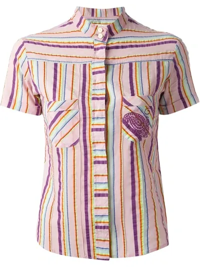 Pre-owned Romeo Gigli Vintage Striped Shirt In Pink