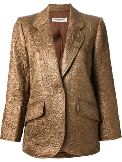 Pre-owned Saint Laurent Brocade Blazer In Brown