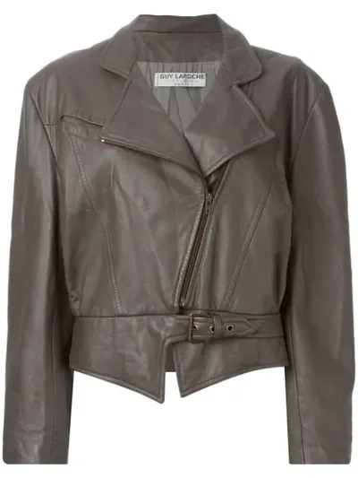 Pre-owned Guy Laroche Vintage Biker Jacket In Brown