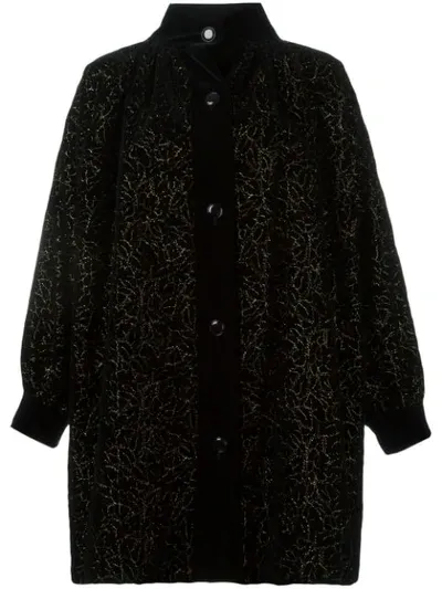 Pre-owned Saint Laurent Floral Embroidered Coat In Black