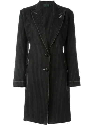 Pre-owned Jean Paul Gaultier Vintage Pinstriped Coat In Black