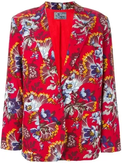 Pre-owned Kenzo Floral Printed Jacket In Red