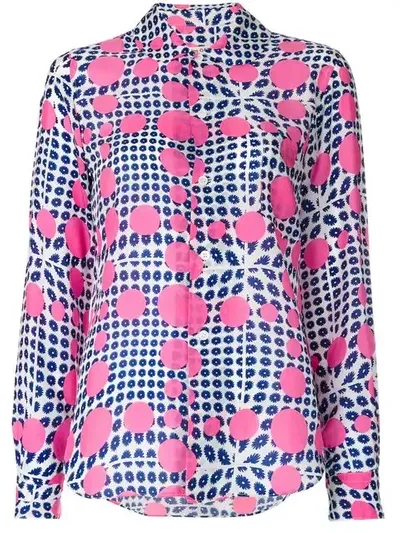 Pre-owned Comme Des Garçons Flowers And Dots Print Shirt In Pink