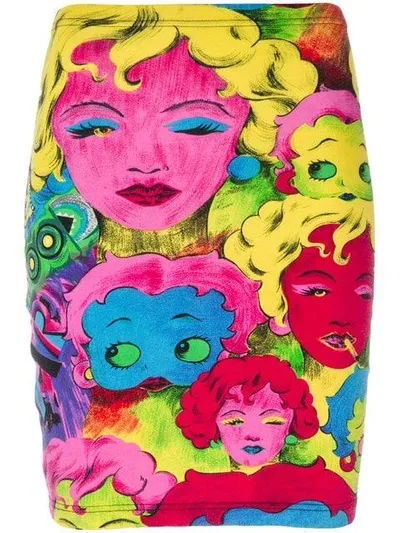 Pre-owned Versace 1990s Betty Boop Print Skirt In Multicolour