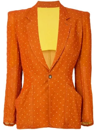 Pre-owned Jean Paul Gaultier Vintage Polka Dot Pattern Blazer In Yellow