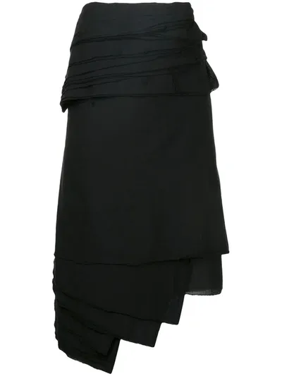 Pre-owned Junya Watanabe Layered Tie-up Skirt In Black