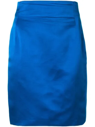 Pre-owned Versace High Rise Fitted Skirt In Blue