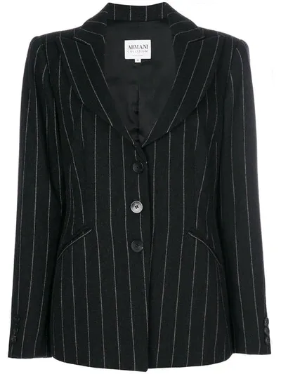 Pre-owned Giorgio Armani Pinstriped Blazer In Black