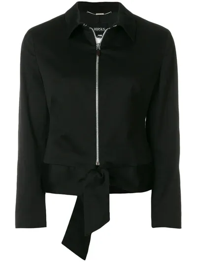 Pre-owned Versace Zipped Slim Jacket In Black