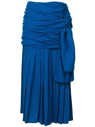 Pre-owned Versace 1970s Draped Midi Skirt In Blue