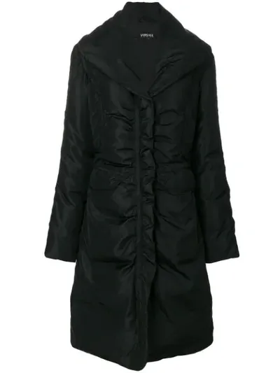 Pre-owned Versace Padded Mid-length Coat In Black