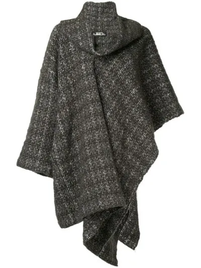 Pre-owned Issey Miyake Plaid Knitted Coat In Brown