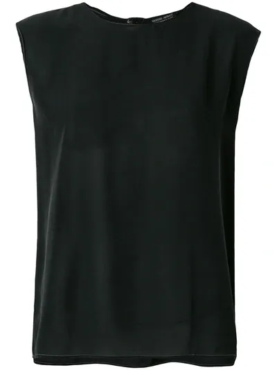 Pre-owned Giorgio Armani Round Neck Top In Black