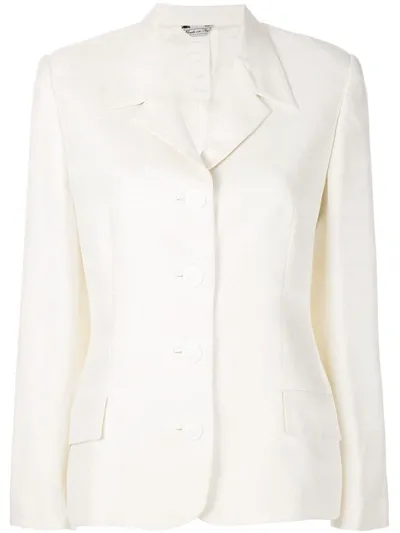 Pre-owned Versace 1990s Inverted Peak Lapel Blazer In White