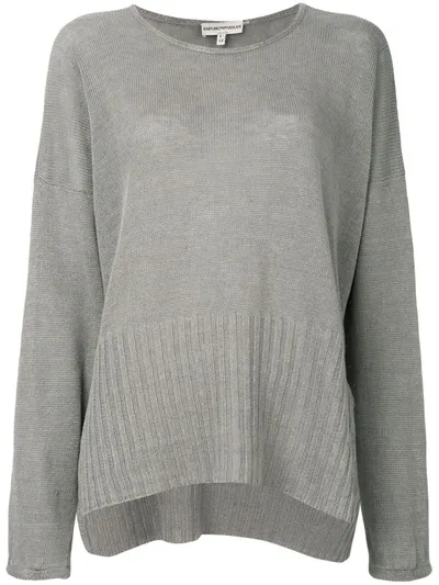 Pre-owned Giorgio Armani Loose Fit Slit Jumper In Grey