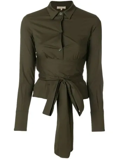 Pre-owned Romeo Gigli Vintage Belted Waist Shirt In Green