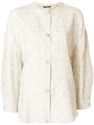 Pre-owned Giorgio Armani Floral Pattern Loose Jacket In Neutrals