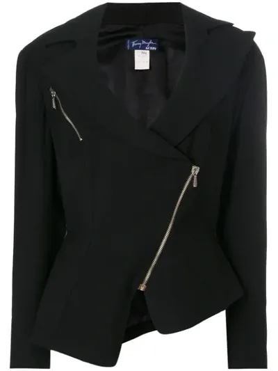 Pre-owned Mugler 1990s Wide Lapel Biker Jacket In Black