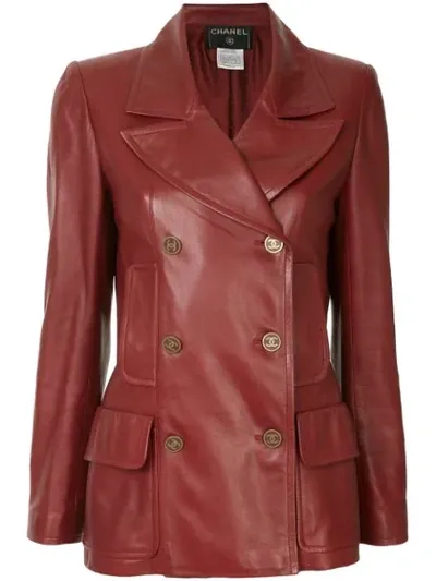 Pre-owned Chanel Double-breasted Biker Jacket In Red