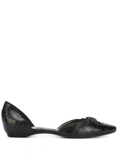 Pre-owned Giorgio Armani Bow Detail Ballerina Flats In Black