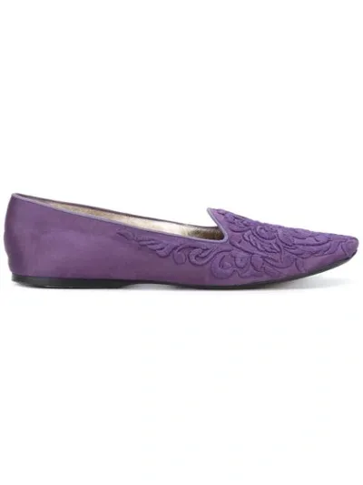 Pre-owned Giorgio Armani Embossed Ballerina Flats In Purple