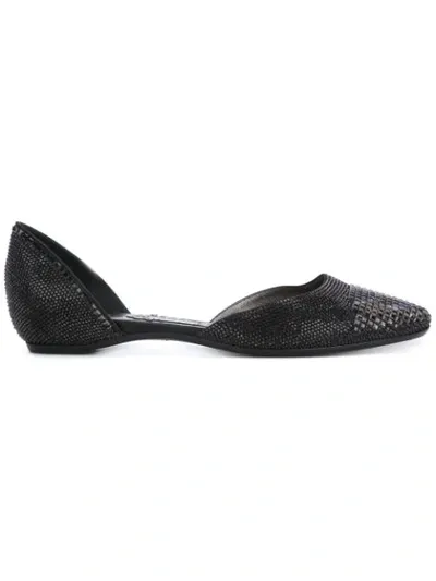 Pre-owned Giorgio Armani Embellished Ballerina Flats In Black