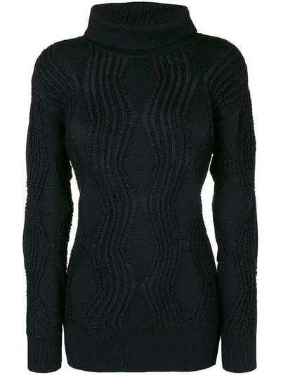 Pre-owned Issey Miyake 80's Textured Slim Jumper In Black