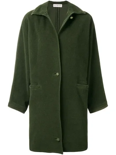 Pre-owned Versace 1980's Straight Midi Coat In Green