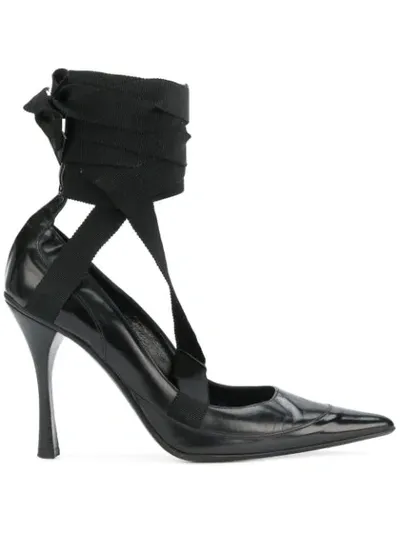 Pre-owned Gucci 2000s Ankle Wrapped Pumps In Black