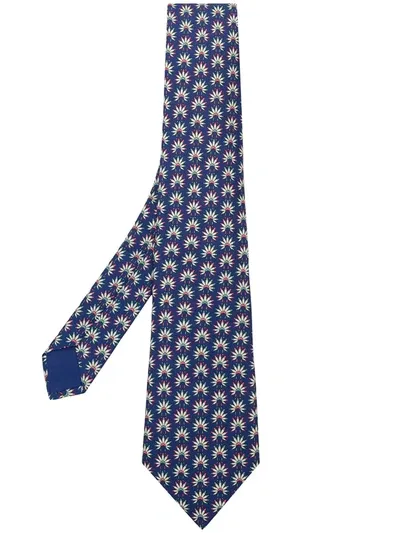 Pre-owned Hermes 1990s Geige Flowers Print Tie In Black