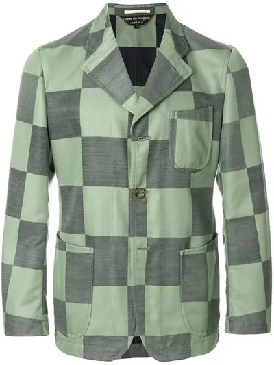 Pre-owned Comme Des Garçons Checkboard Buttoned Jacket In Green