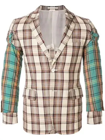 Pre-owned Comme Des Garçons Layered Plaid Jacket In Neutrals