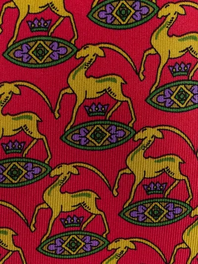 Pre-owned Hermes 1990s Animal Pattern Tie In Red