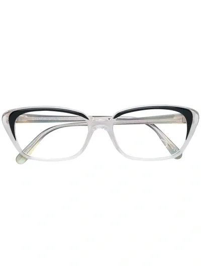 Pre-owned Fendi 1990s Clear Cat-eye Glasses In Black