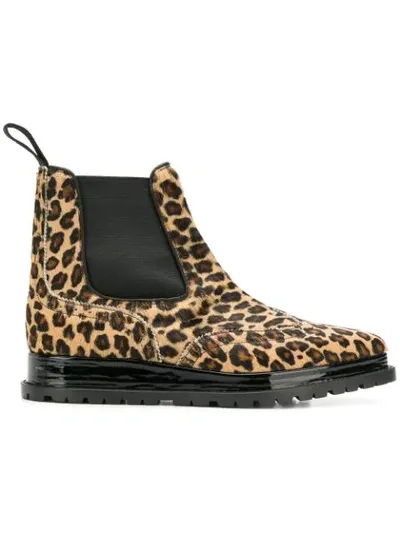 Sacai Leopard Print Chelsea Boots In Black