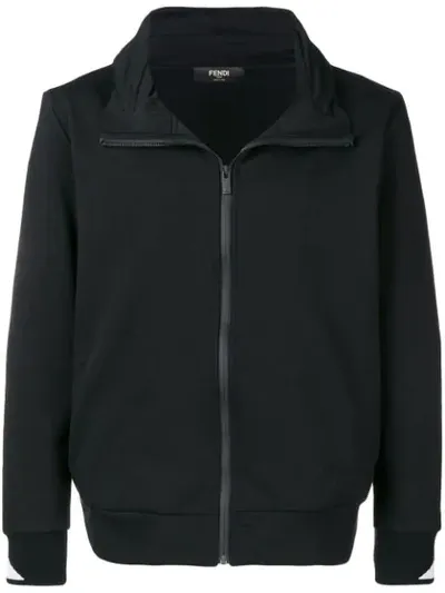 Fendi Concealed Hooded Cardigan In Black