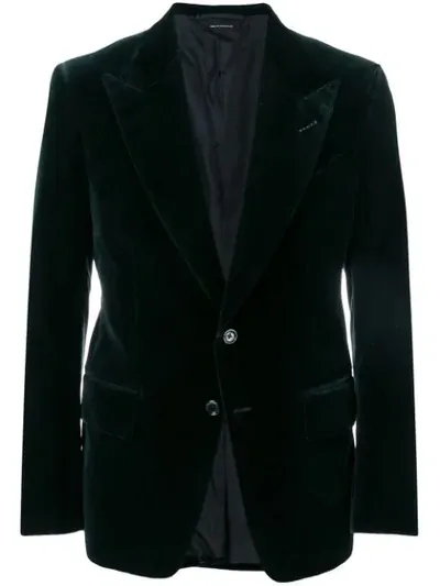 Tom Ford Velvet Single-breasted Blazer In Green